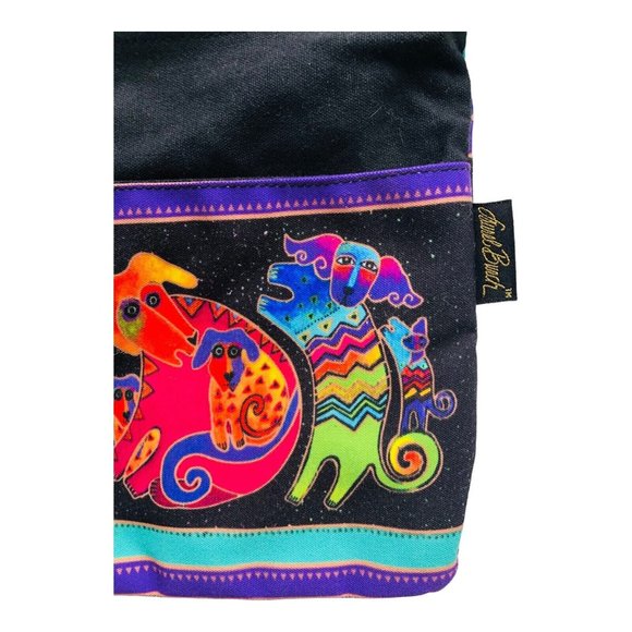 Laurel Burch Cloth Crossbody Bag Purse Dog & Doggies Colorful Design Zippered - Picture 10 of 16